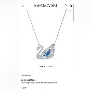 Swarovski Silver Crystal Swan Necklace with Clear Sparkle